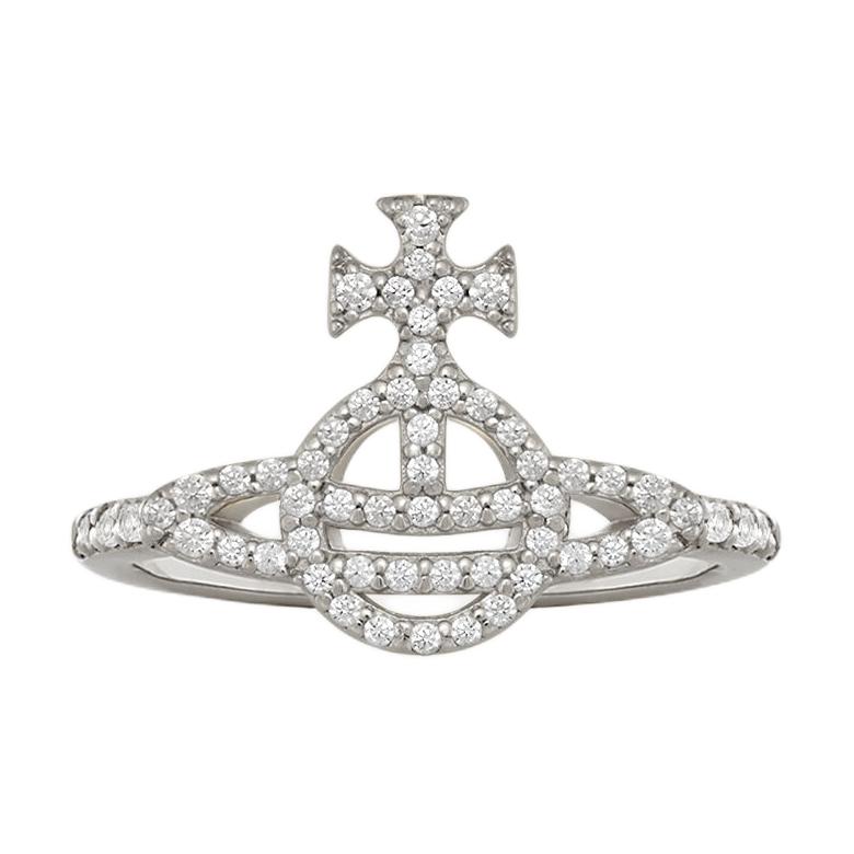 Vivienne Westwood Calliope Full Diamond Saturn 925 Silver Ring Women rings 6404001901P102P102 Box,L