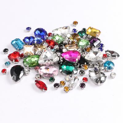 Sew On Rhinestones,130 Pcs Sew On Glass Rhinestones White Background, Back Prong Setting Sewing Claw Rhinestone Mixed Shapes