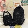 Three-Piece Bow Backpack Corduroy Backpack Student Schoolbag