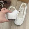 Small man inner height increase 5cm gentle bow fluffy plush single shoes women's new autumn and winter outer cotton shoes