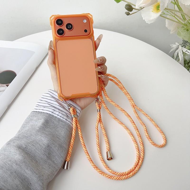 

Чехлы с ремешком Four Corners для iPhone 17 Pro Max 11 12 13 14 15 16 Pro Crossbody Шнур-ремешок Ударопрочный Прозрачный Жесткий Пластиковый Чехол for iPhone 17