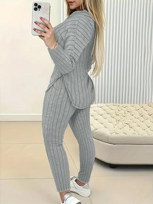 Autumn/Winter 2025 Women's Ribbed Hoodie and Long Pants Set