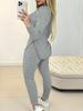 Damen Rippstrick Hoodie und Lange Hose Set Herbst/Winter 2025