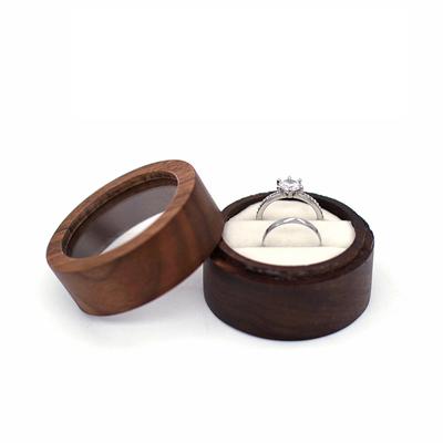 Wooden Ring Case With Open Window Transparent Jewelry Box For Proposal Engagement Wedding Ceremony