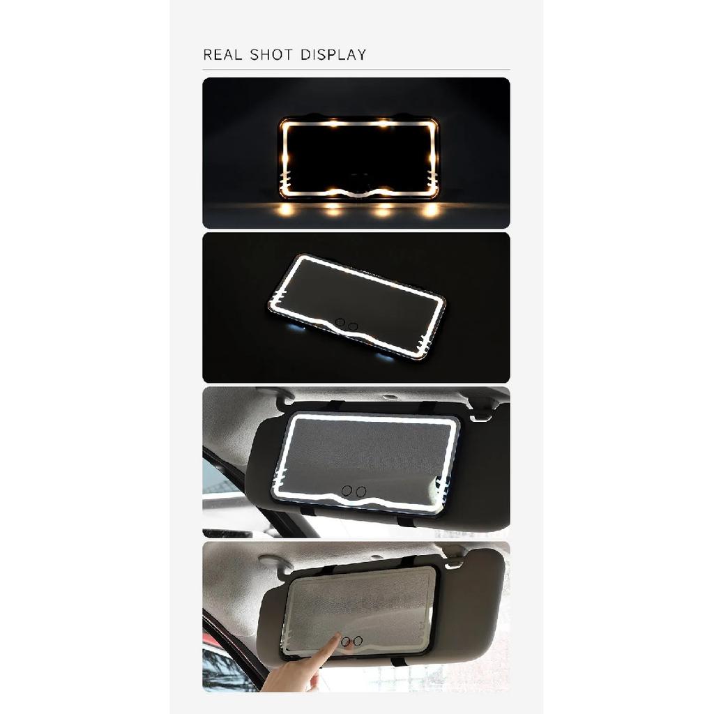 HD Mirror Car LED Makeup Mirror Sun Visor Plate Interior Rear Mirror USB Charing Dimmable Touchscreen Auto Vanity Mirror