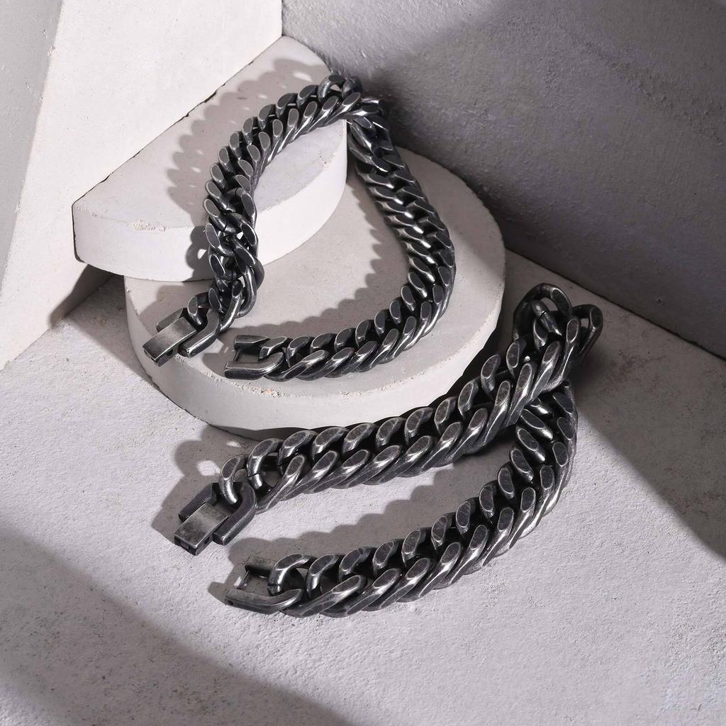 Stainless Steel Jewelry Thick Heavy Cuban Chain Men Bracelets Wristband For Dad Boyfriend Valentine's Day Gift