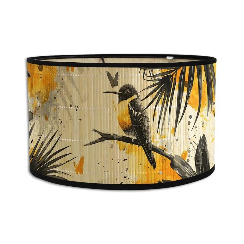 Nordic 30cm LampShades Vintage Bamboo Lamp Cover Floral Birds Pattern Table Floor Lamps Pendant Light Cafe Home Homestay Decor