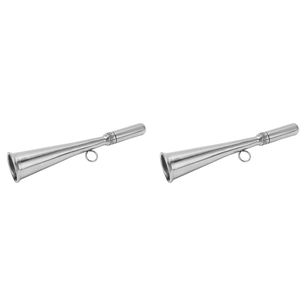 2PCS Small Yacht and Portable Stainless Steel Design Handheld Fog Horn with Clear Sound and Removable Mouthpiece Accessories
