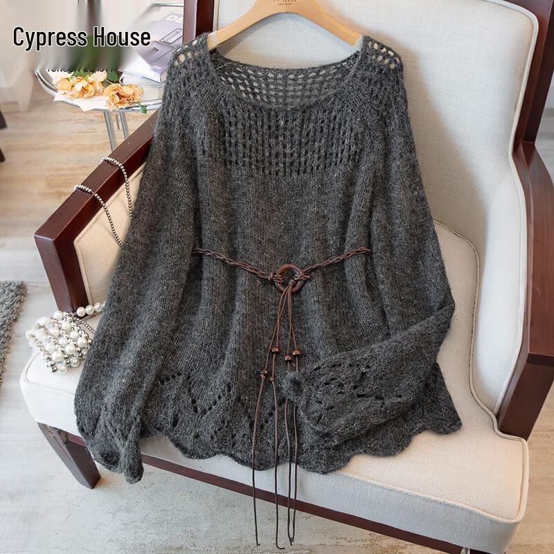 

Women s Relaxed Fit Wool Blend Cutout Knit Top One Size