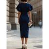 Robe Fourreau Élégante à Manches Volants 2026 pour Femmes, Robe Midi Bodycon à Col Rond Coupe Ajustée, Tenue Formelle pour le Bureau et les Soirées Cocktail