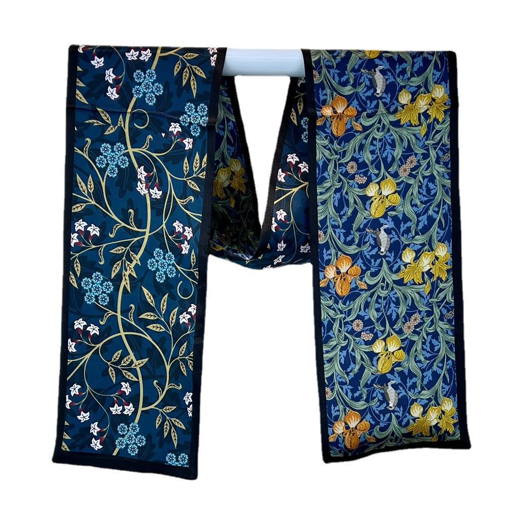 Small Long Scarf, Narrow Silk Scarf, Women'S Spring And Autumn Summer Decoration, Thin Scarf, Yarn Scarf With Shirt, Suit And Tie, Streamer.