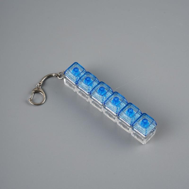 Stress Anxiety Relief Keyboard Keychain Six Keys Button With Light For Office Home Adults Kid Decompression Clicker Gifts
