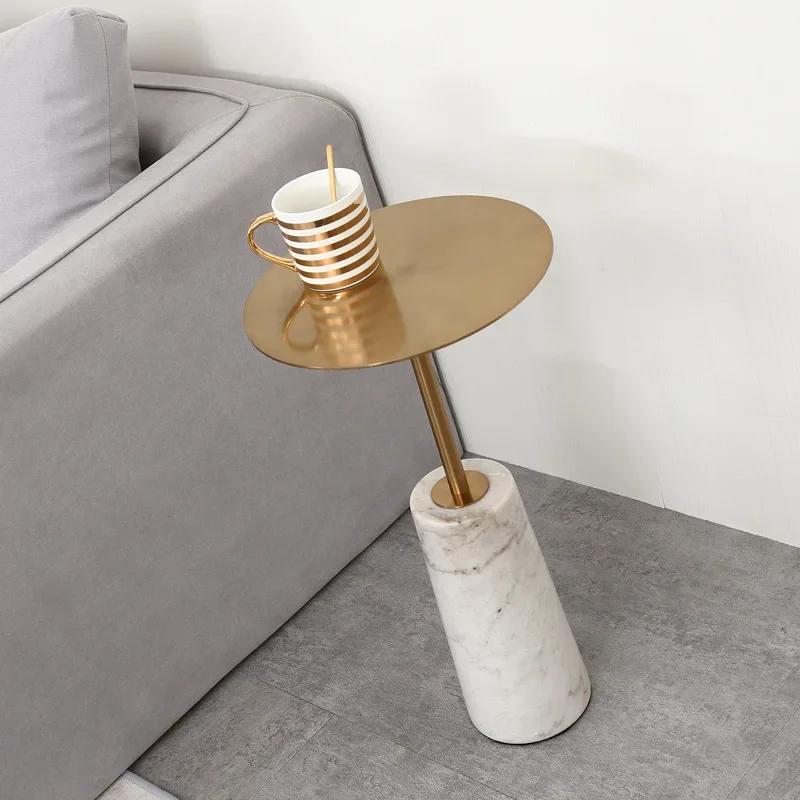 Marble Side Table Nordic Modern Minimalist Metal Coffee Table Designer Round Small Corner Table for Showflat/Balcony/Living Room