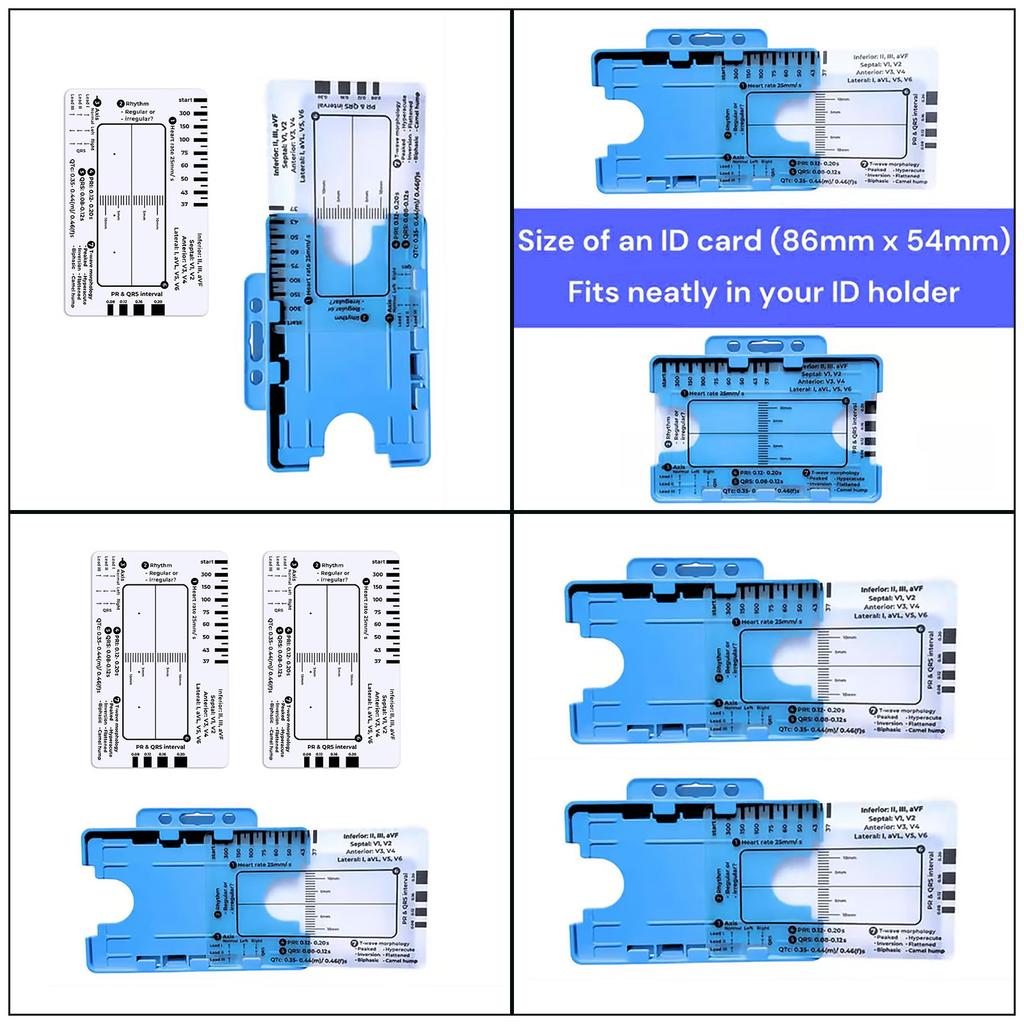 Professional Pocket Card 7 Step Ruler For Easy Electrocardiogram Assessment Reference Guide Efficient Heart Data Reading
