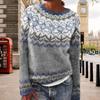 Knitted Sweater Geometric Pattern Patchwork Women's Sweater O-neck Long Sleeve Loose Fit Crochet Top in Color Knitting Style