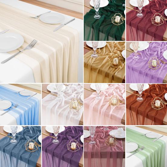 Color Tulle Table Runner French Sheer Mesh Long Rectangle Wedding