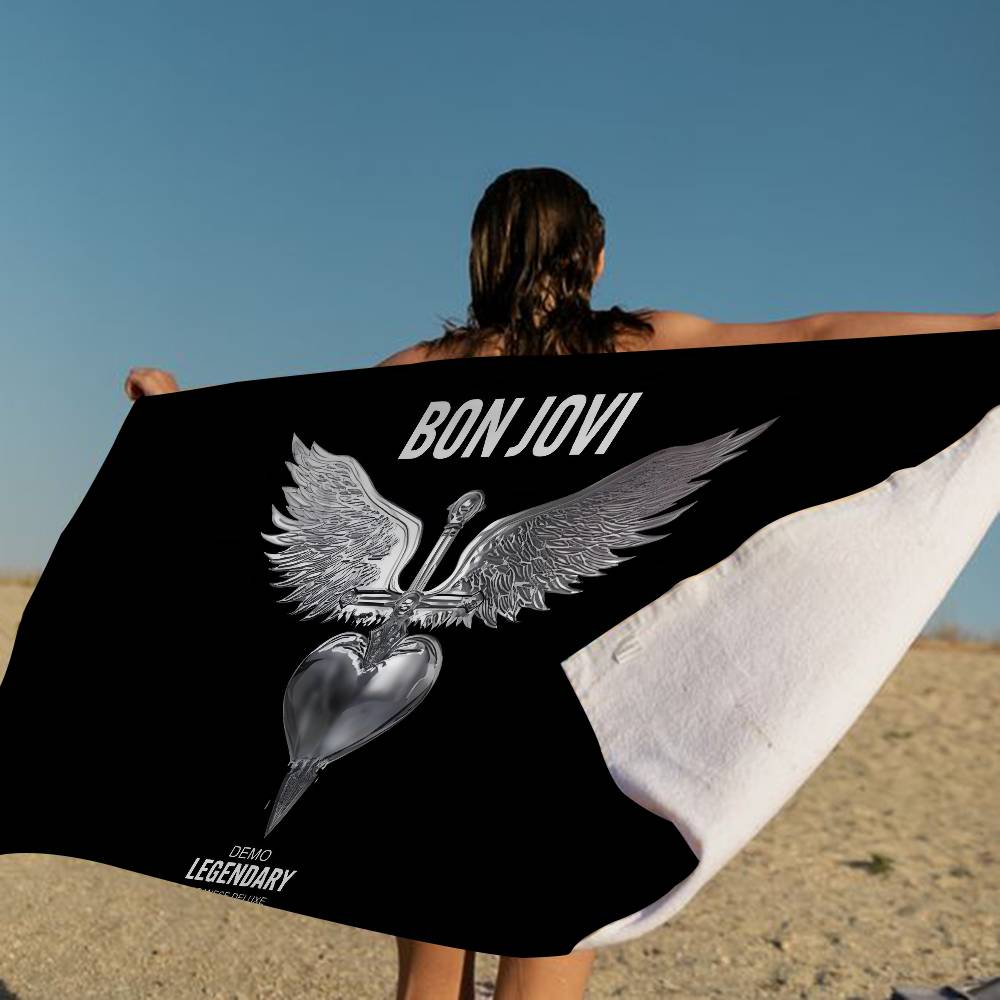 B-Bon J-Jovi Mikrofaserdecke Schnelltrocknende Strandtücher Übergröße Druck Super Saugfähige Pooltuchdecke