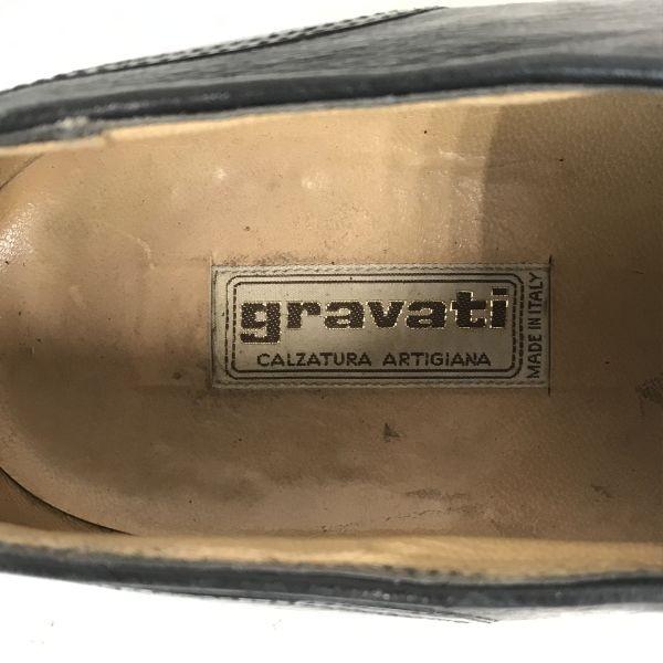 Hergestellt in Italien Vintage 80er-90er Jahre Gravati Leder Straight Tip Business Schnürschuhe Größe 9.5 27.5-28.5cm Schwarz(GEBRAUCHT)