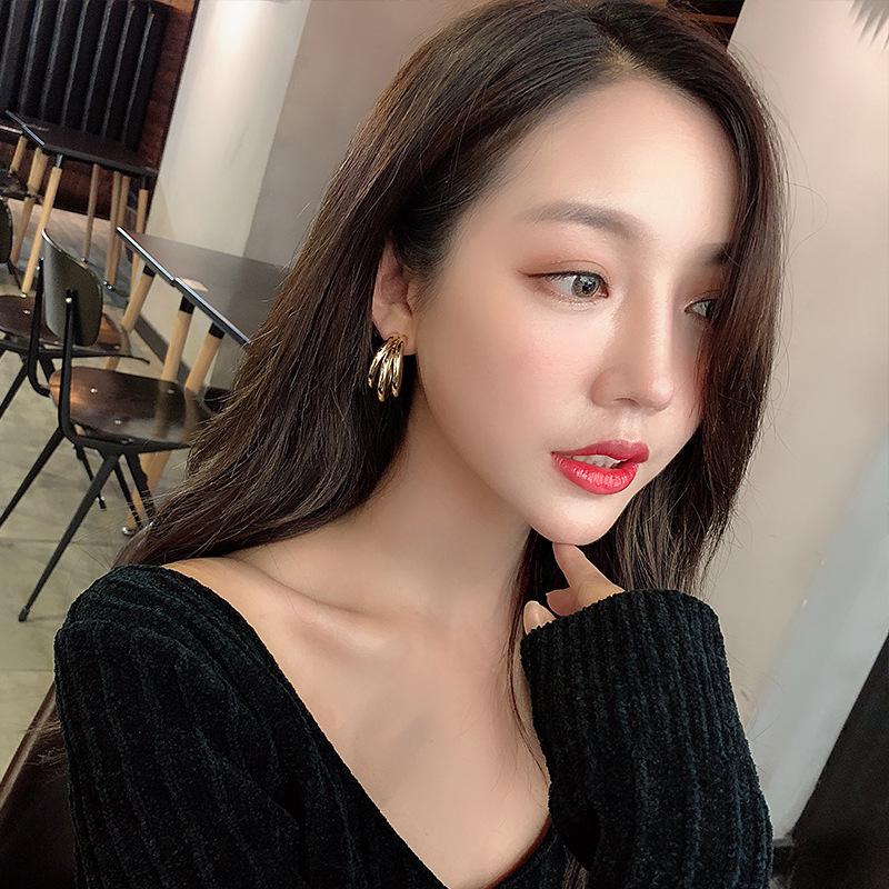 Vintage Korean 925 Silver Disco C-Shaped Hoop Earrings