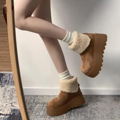 Cotton Boots Women's Winter Super Fire Retro Velvet Small Thick-soled Casual Warm Snow Boots Winter