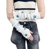 Knitted Arm Warmers Girls Fingerless Long Wrist Gloves Winter Star Arm Sleeves with Thumb Hole for Women Street Wear Parties