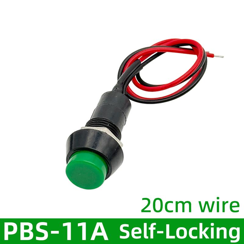 5PCS Self Locking / Reset 12mm Plastic Push Button Switch 2Pins Momentary Latching Switches with 20cm Wire Cable