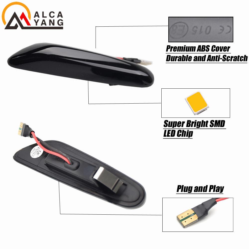 2pcs For BMW E90 E91 E92 E93 E60 E61 E81 E82 E83 E84 E88 E46 LED Dynamic Side Marker Turn Signal Lights