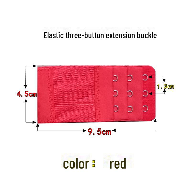 

Эластичный трехрядный удлинитель бюстгальтера с тремя пуговицами и пряжкой из нержавеющей стали красный