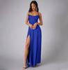Women's Sexy Slimming, Body Fitting Backless Halter Neck Waist Cinching Long Gown Sleeveless Long Gowns with Side Slit for Special Occasions