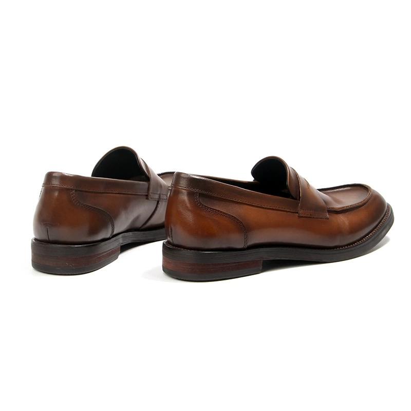 Fashion Retro Polish Men's Shoes Genuine Leather Comfortable Low Cut Loafers British Style Business Casual Leather Shoes