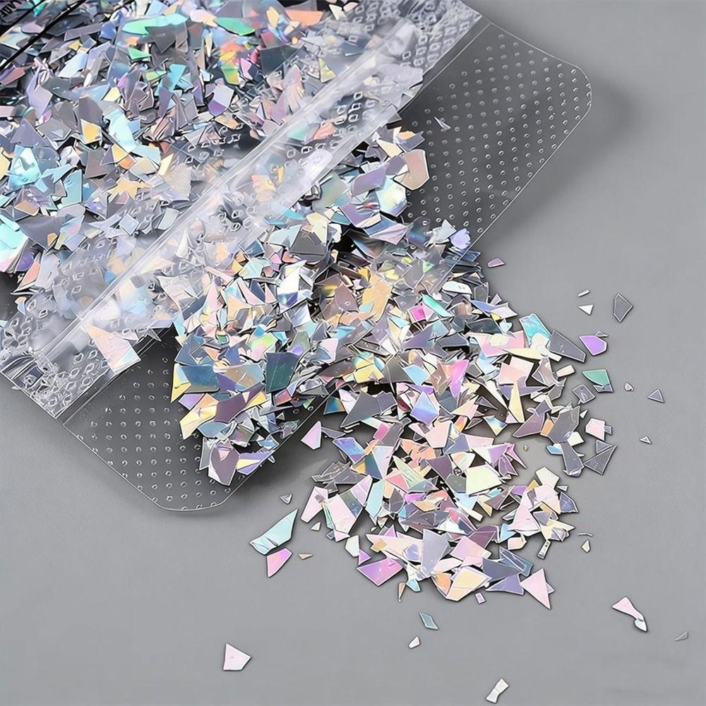 Laser Silver Nail Glitters Sparkly Sliver Nail Charms New Chunky Glitter for Women DIY Manicure