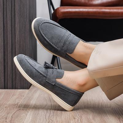 Herren Slipper Flache Mokassins Mattes Wildleder Flache Schuhe 2025 Bequeme Rutschfeste Slipper Leichte Trendige Outdoor Freizeitschuhe