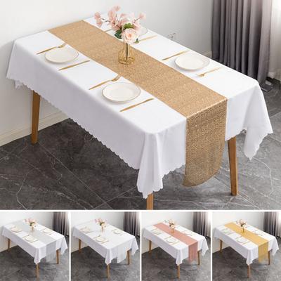 Bordslöpare Utsökt Glänsande Guld Iögonfallande Polyester Flagga Fiber Färgglad Ros Paljett Festbord