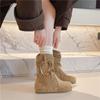 Medium boots slim women's Su 2025 pile autumn and winter flat-bottomed knight boots new wasteland wind retro short boots women's no