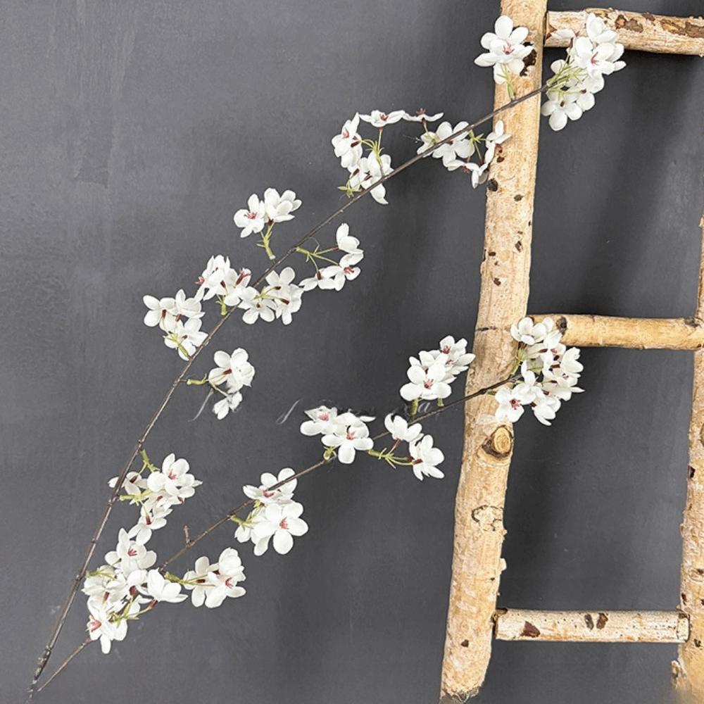 Decorative Artificial Sakura Flower 2 Forks Fake Cherry Blossoms Branches Living Room Ornaments белый