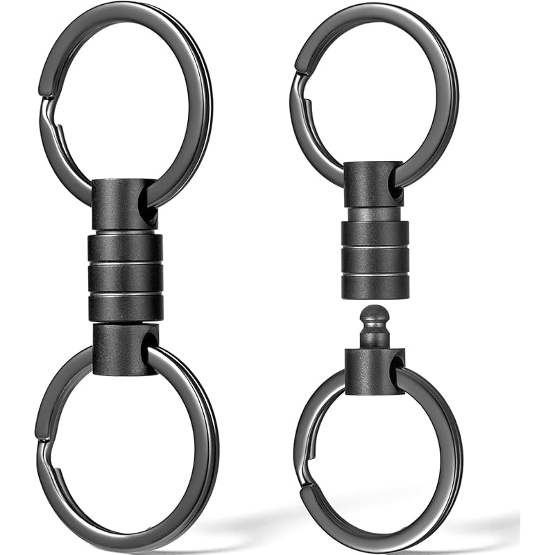 

[FEGVE] titanium key ring connector 360 degree rotation car keychain men s releaser With key ring (black *2 pieces)