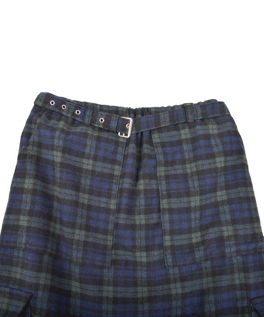 Catharsis Check Belted Elastic Long Skirt Green One Size