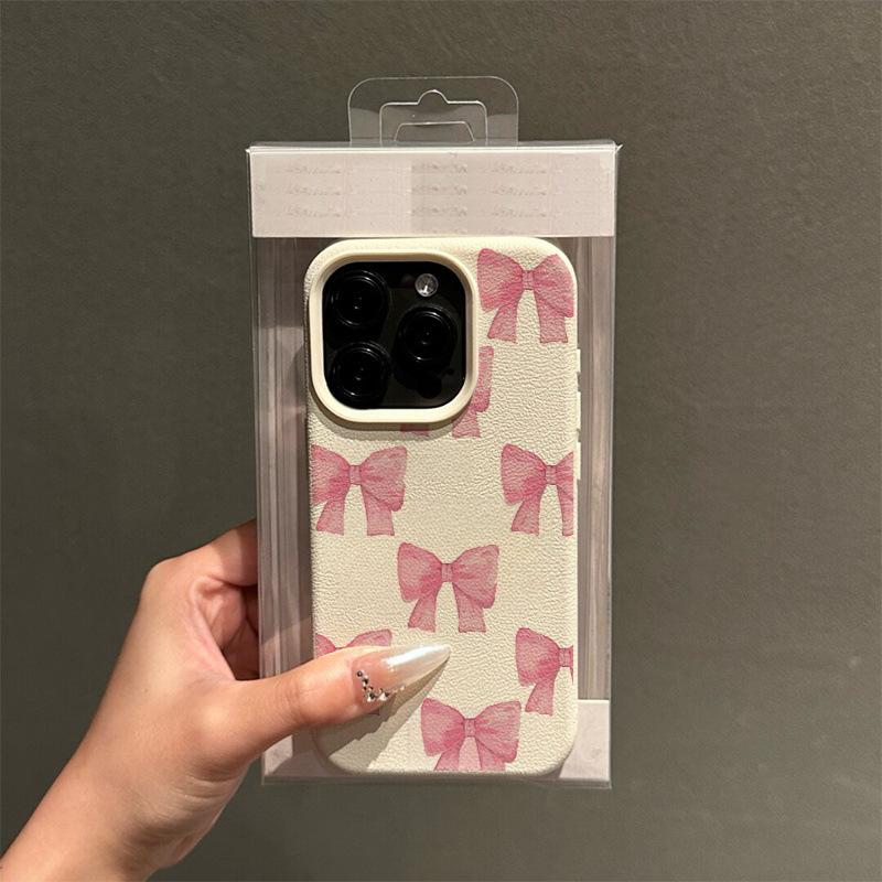 Pink bow cute TPU anti-drop protective case 11 for Apple 14 15 16 soft case 16promax