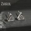 ZAKOL Trendy Hip-hop Rock Triangle Zircon Stud Earrings For Women Men Micro-set Piercing Crystal Daily Jewelry Accessories