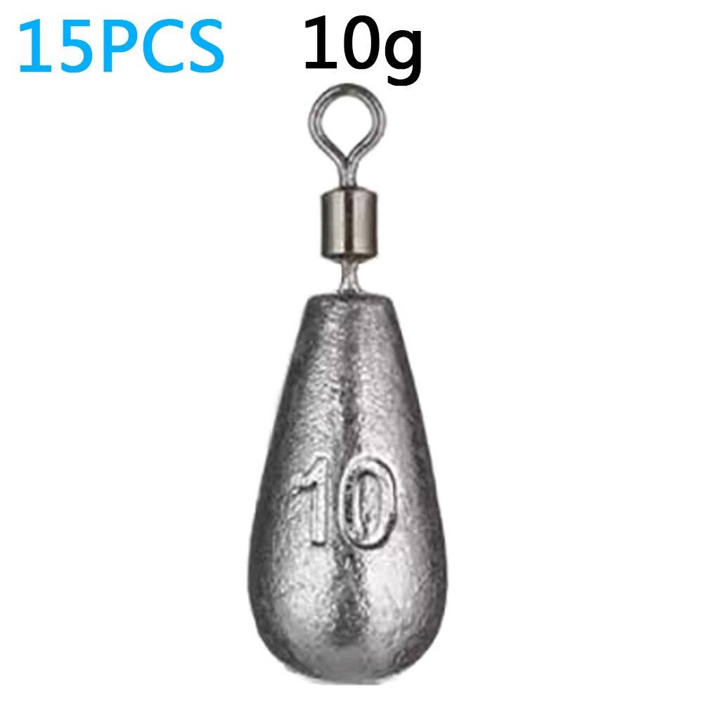 Drop Shot 15PCS/Lot Fishing Weight Sinker 10g 20g Tube Bullet Plumb Pendant Metal Jig Sea Tackle Kit Pesca Tool