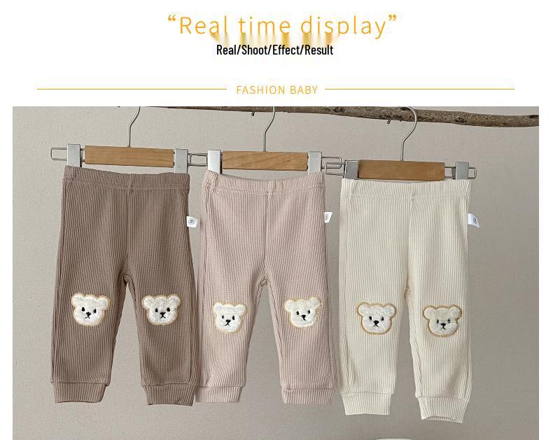 Waffelstrick-Bärenhose für Babys – Lässige koreanische Hose für Jungen & Mädchen