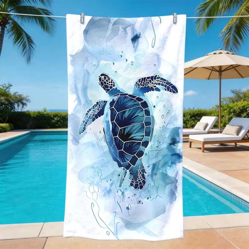 Serviette de plage imprimé tortue marine Séchage rapide Sans sable Serviette absorbante pour l'été Plage Piscine Voyage Camping Yoga Sports