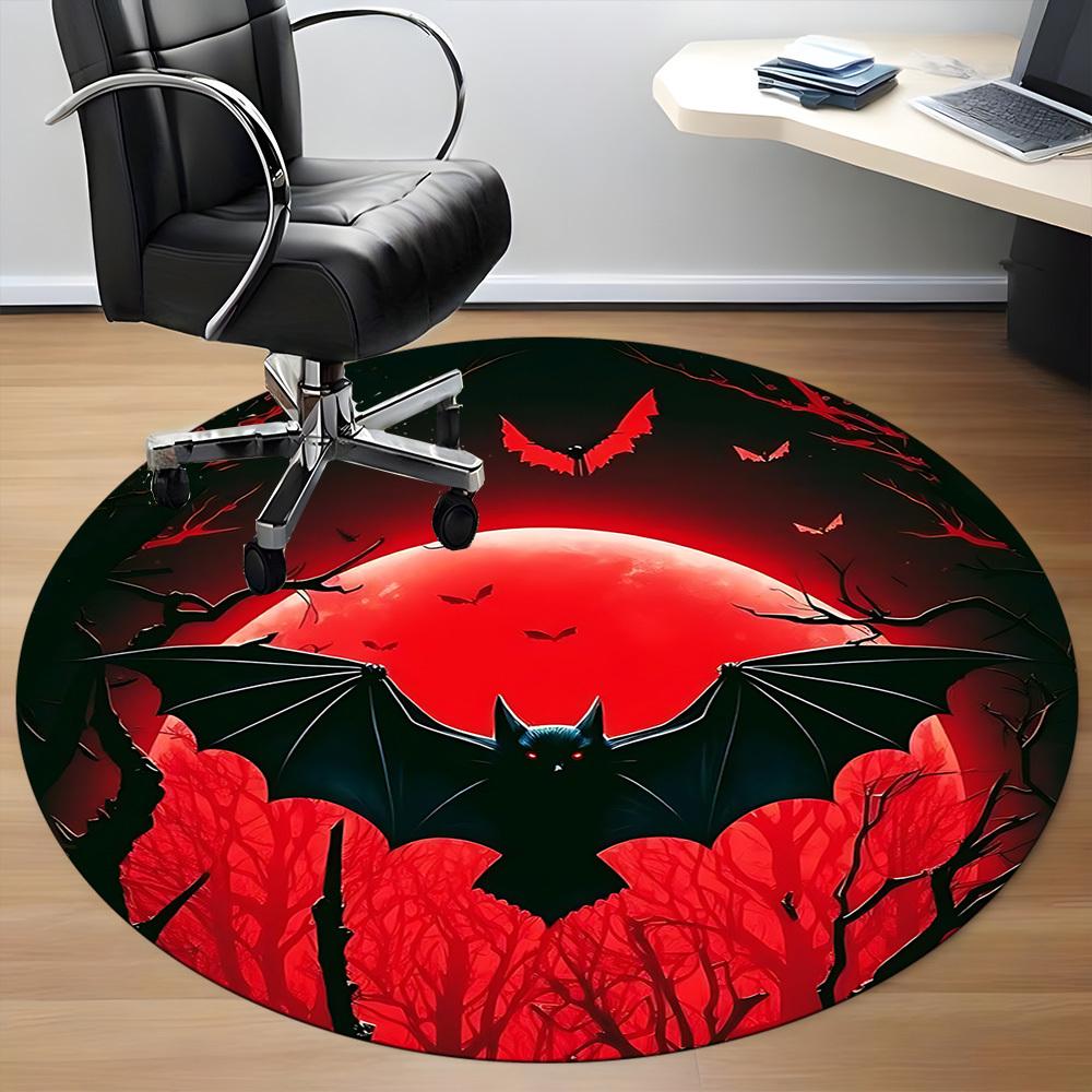 1pc Moonlight Bats Office Round Area Rug, Under Office Chairs Bedroom Living Room Home Decor, Room Deco, Available In Various Sizes
