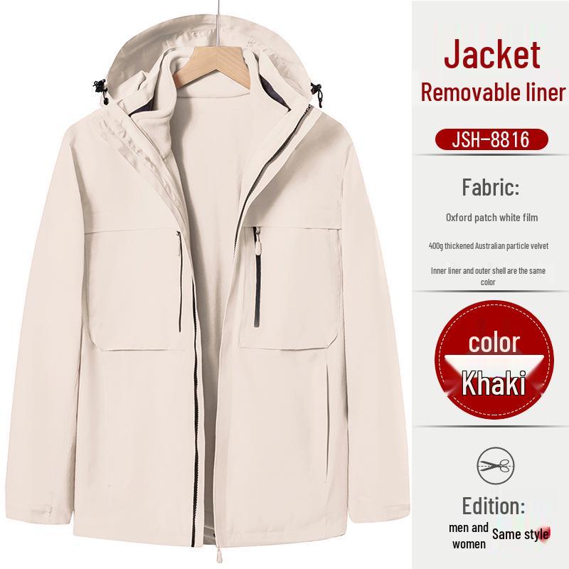 Au Li Rong Windproof Jacket: Customizable with Logo Embroidery, Detachable, Plus Velvet for Workwear
