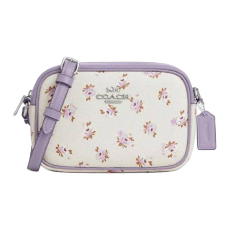 

Coach Jamie 20 Floral Print Logo Coated Canvas Camera Bag Women Shoulder Bag Beige Purple CBA70-SVCAH Basic Set (Bag+Dust Bag)