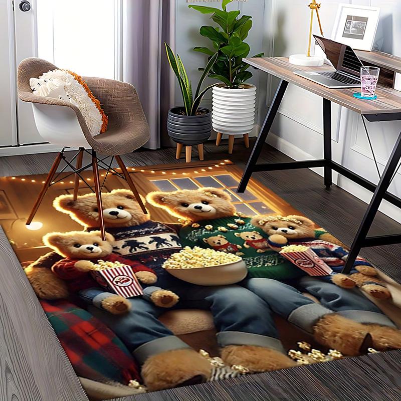 1pc Teddy Bear Christmas Sweater Chair Mat - Anime Cartoon Design, Festive Gift, Non-Slip Carpet for Office and Home Decorations.C056