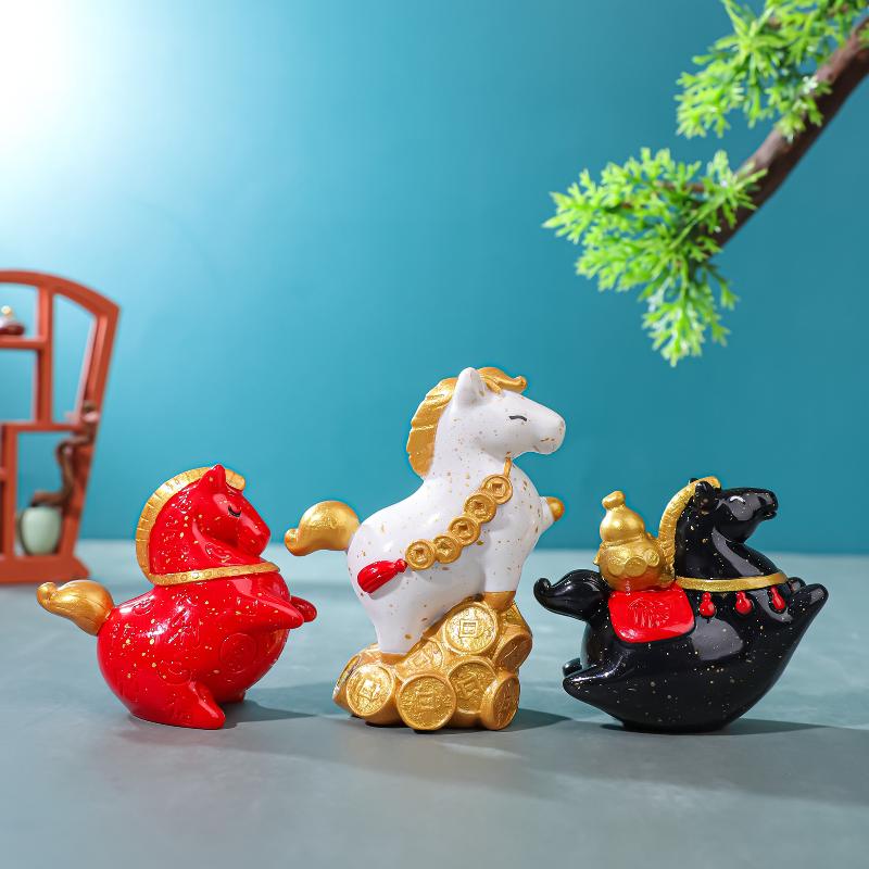 Vintage Horse Statue Zodiac Horse Sculpture Feng Shui Collection Light Horse Sun Catcher Ornament Home Desktop Decor