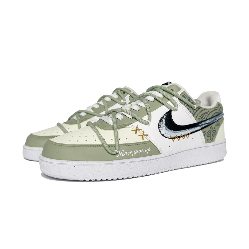 Nike Court Vision 1 Matcha Cashew Nut Coverage Slip Resistant And Abrasion Resistant Low Top Skateboard Shoes Men's DH2987-101(Team146-)