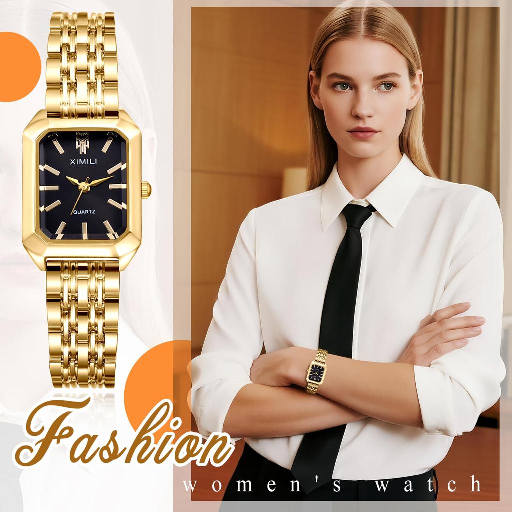 Waterproof Analog Quartz Watch with Adjustable Gold Stainless Steel and Dial Lightweight and Slim Design Perfect Gift for or Christmas Women's