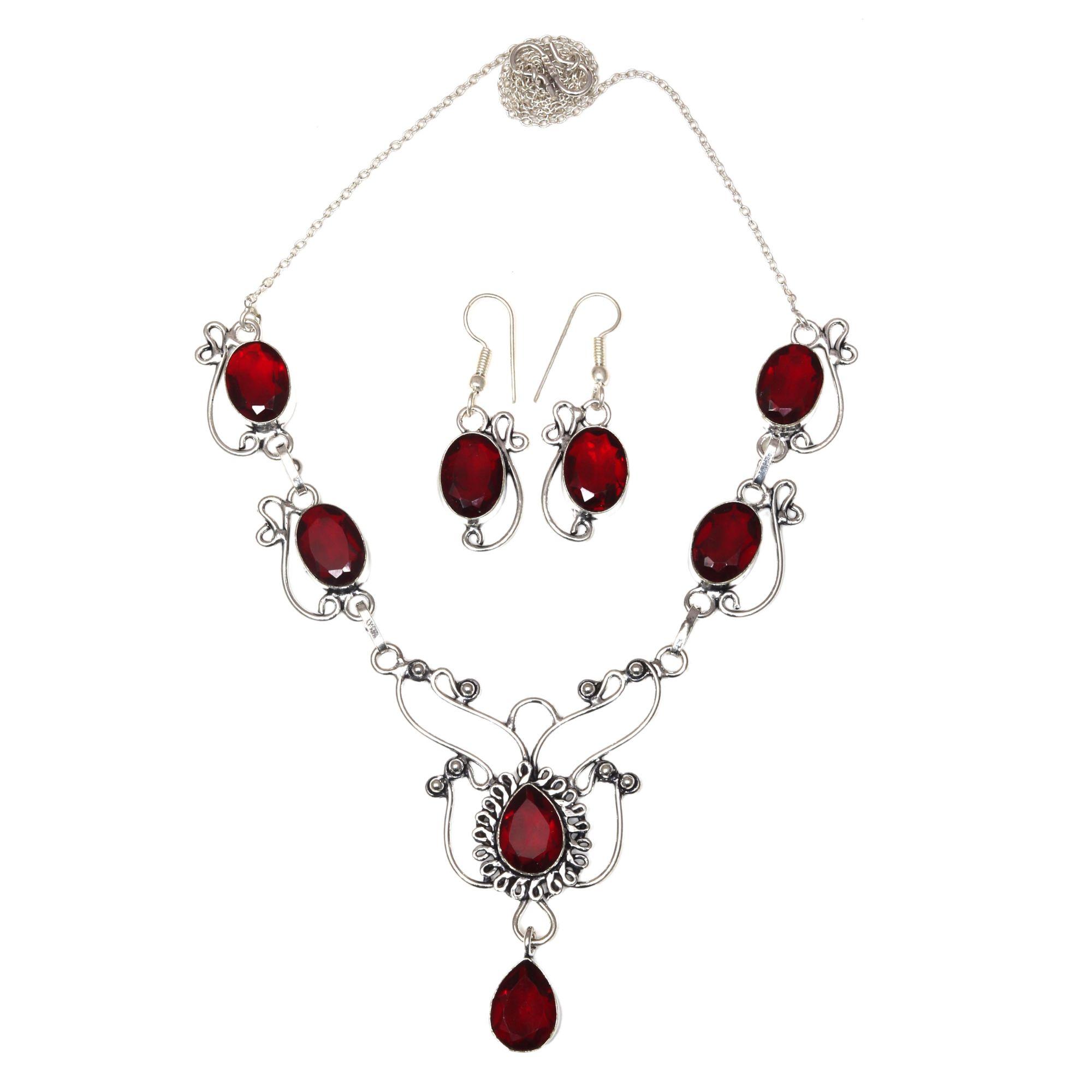 

Ювелирные изделия из драгоценных камней мозамбикского граната, ожерелье и серьги 18-20